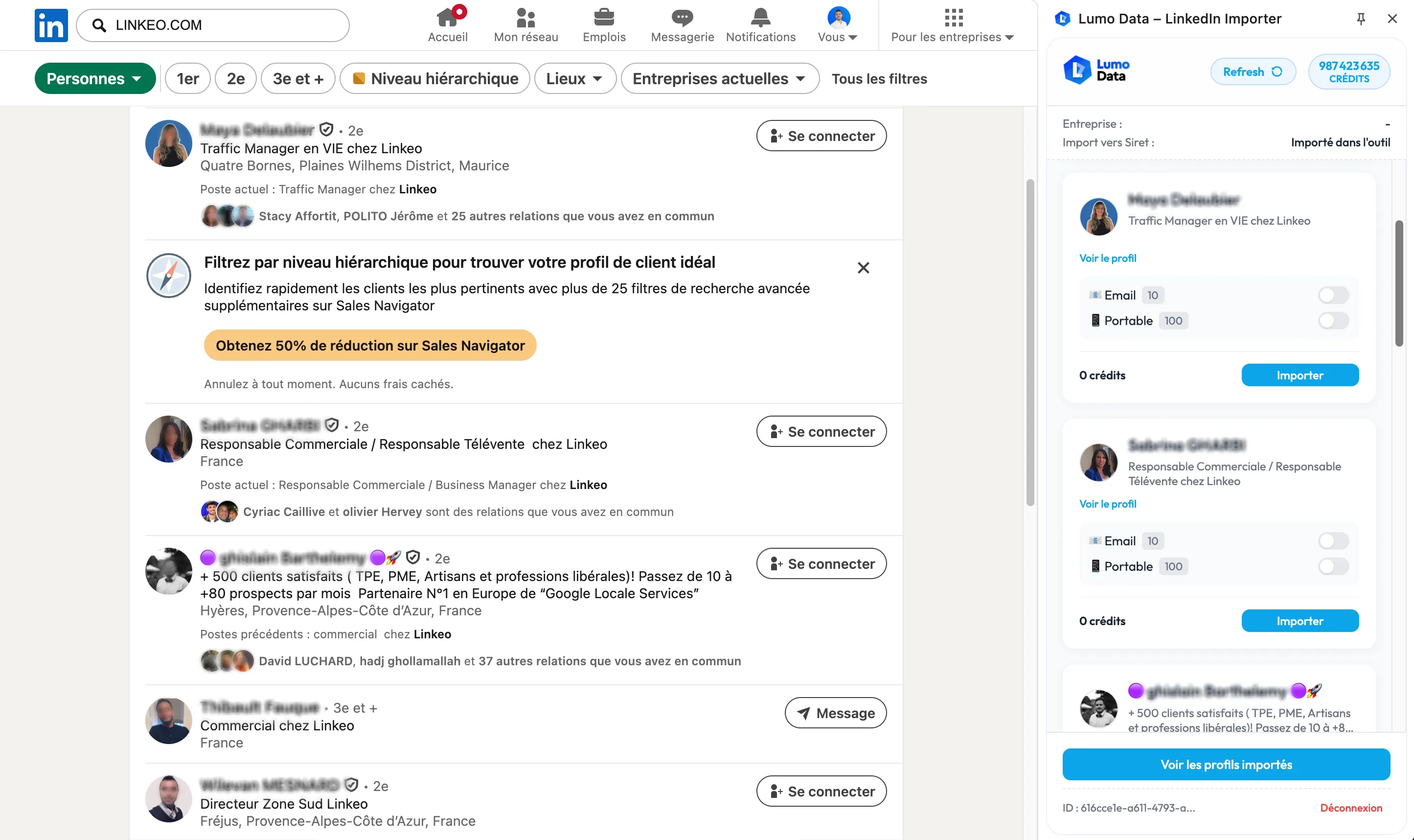 Lumo Data Linkedin Interface